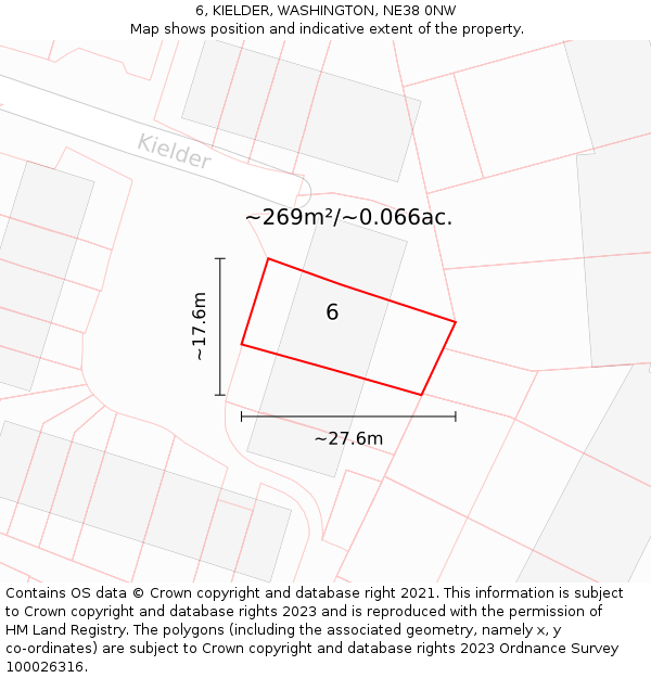 6, KIELDER, WASHINGTON, NE38 0NW: Plot and title map