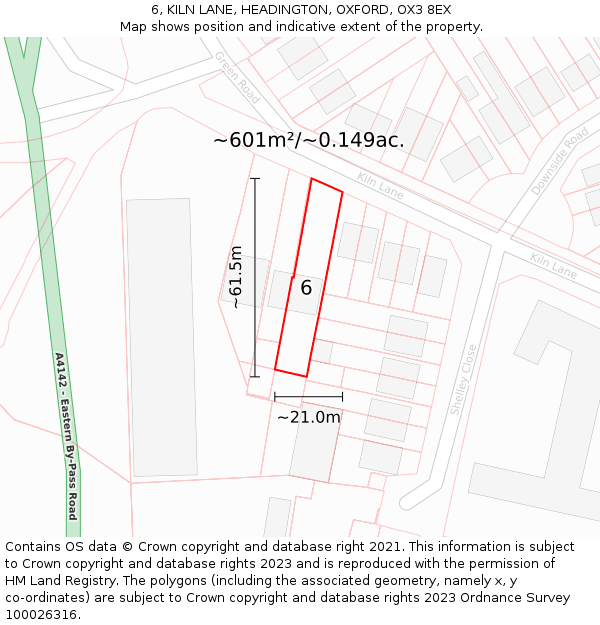 6, KILN LANE, HEADINGTON, OXFORD, OX3 8EX: Plot and title map