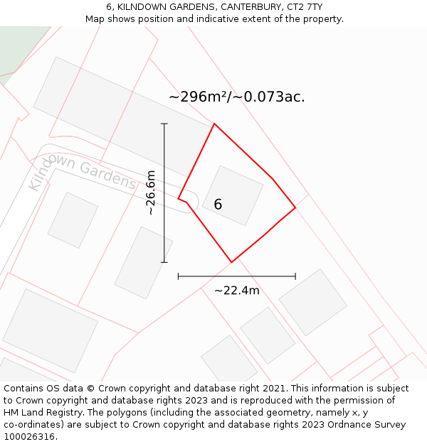 6, KILNDOWN GARDENS, CANTERBURY, CT2 7TY: Plot and title map