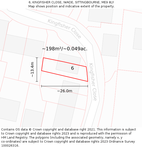 6, KINGFISHER CLOSE, IWADE, SITTINGBOURNE, ME9 8LY: Plot and title map