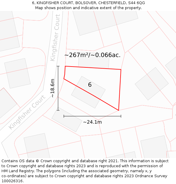 6, KINGFISHER COURT, BOLSOVER, CHESTERFIELD, S44 6QG: Plot and title map