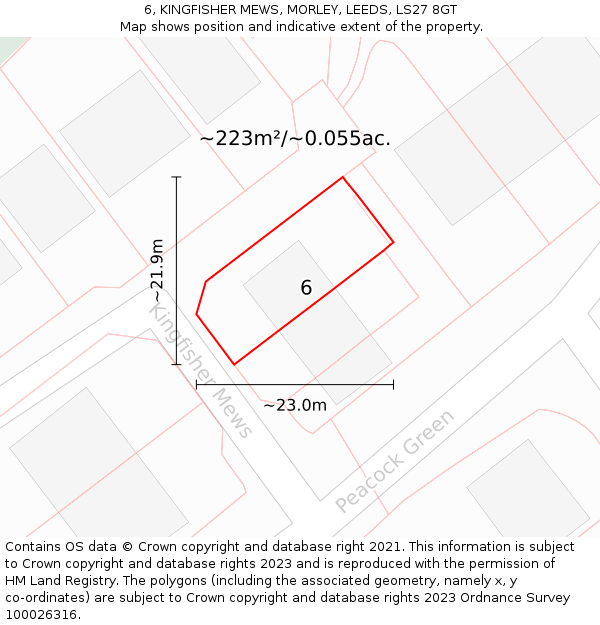 6, KINGFISHER MEWS, MORLEY, LEEDS, LS27 8GT: Plot and title map