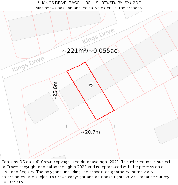 6, KINGS DRIVE, BASCHURCH, SHREWSBURY, SY4 2DG: Plot and title map