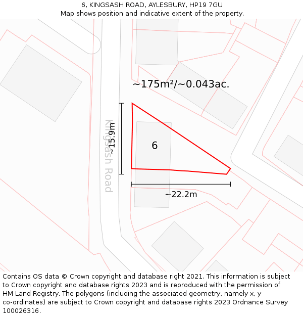 6, KINGSASH ROAD, AYLESBURY, HP19 7GU: Plot and title map