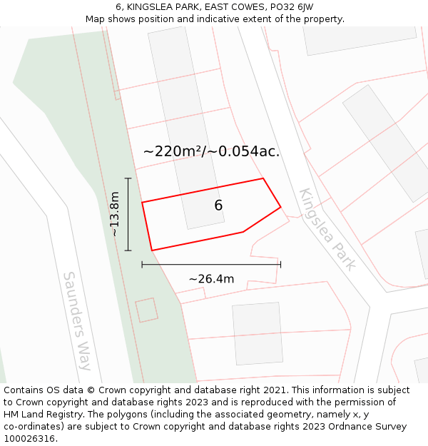 6, KINGSLEA PARK, EAST COWES, PO32 6JW: Plot and title map