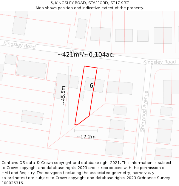 6, KINGSLEY ROAD, STAFFORD, ST17 9BZ: Plot and title map