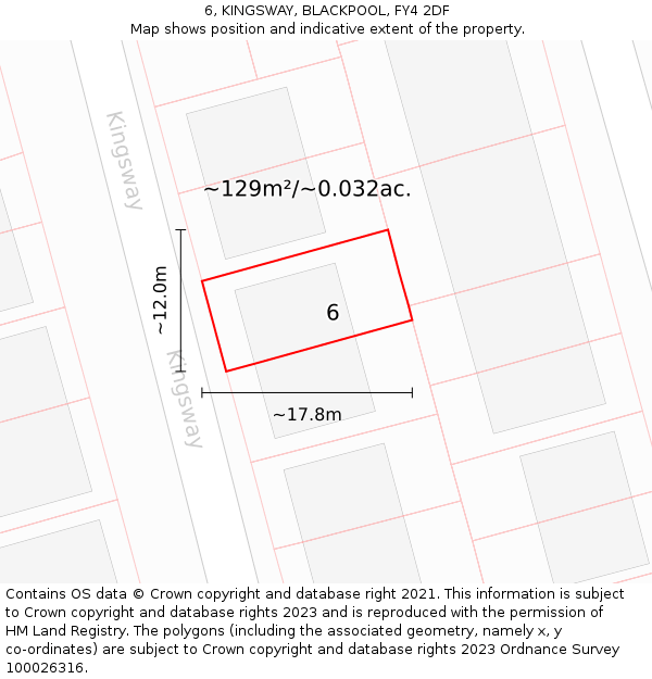 6, KINGSWAY, BLACKPOOL, FY4 2DF: Plot and title map