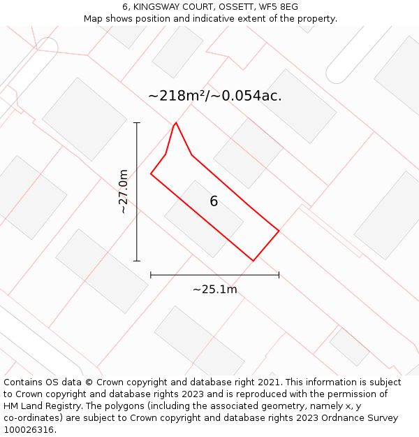 6, KINGSWAY COURT, OSSETT, WF5 8EG: Plot and title map