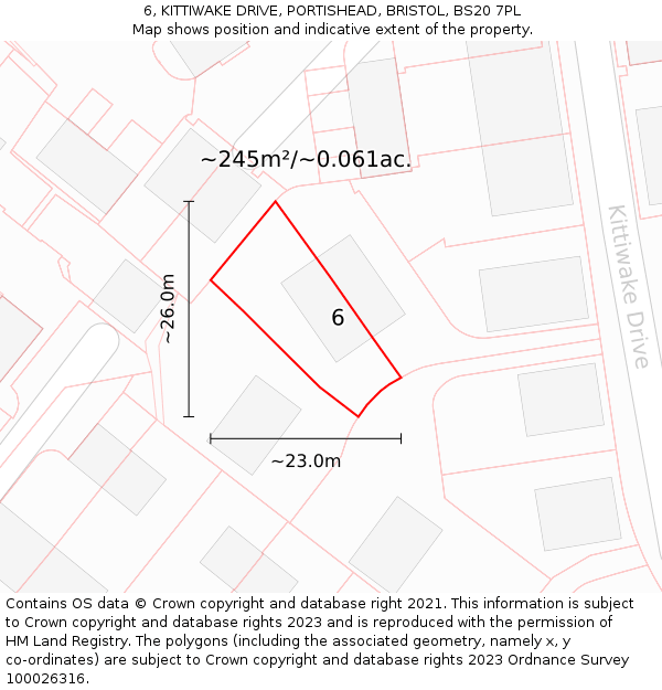 6, KITTIWAKE DRIVE, PORTISHEAD, BRISTOL, BS20 7PL: Plot and title map