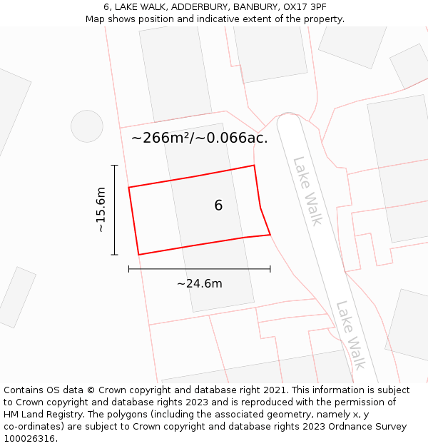 6, LAKE WALK, ADDERBURY, BANBURY, OX17 3PF: Plot and title map