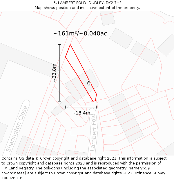 6, LAMBERT FOLD, DUDLEY, DY2 7HF: Plot and title map