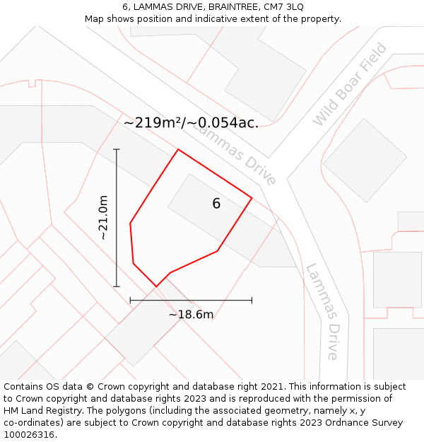 6, LAMMAS DRIVE, BRAINTREE, CM7 3LQ: Plot and title map