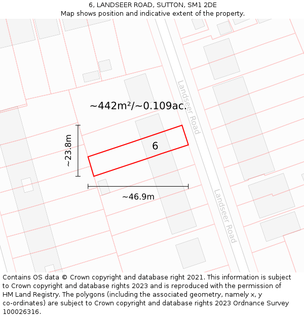 6, LANDSEER ROAD, SUTTON, SM1 2DE: Plot and title map