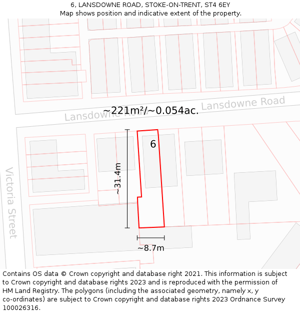 6, LANSDOWNE ROAD, STOKE-ON-TRENT, ST4 6EY: Plot and title map