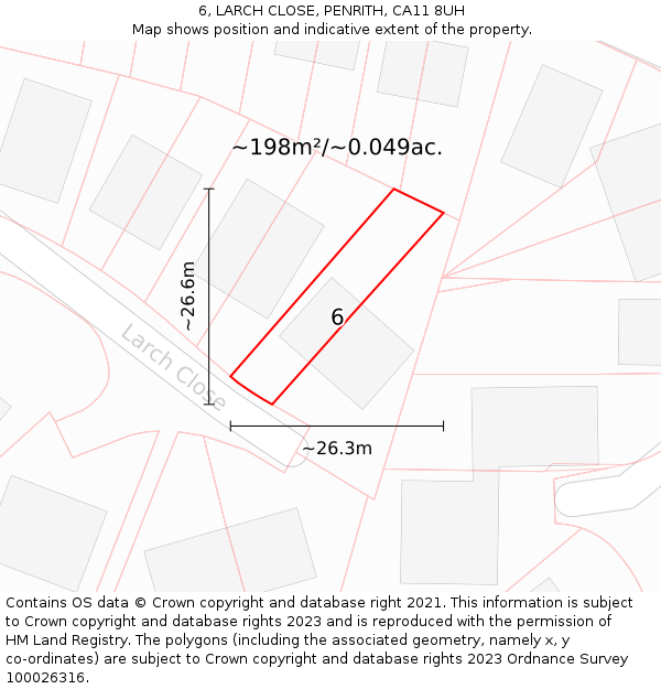 6, LARCH CLOSE, PENRITH, CA11 8UH: Plot and title map