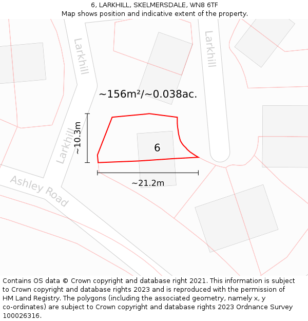 6, LARKHILL, SKELMERSDALE, WN8 6TF: Plot and title map