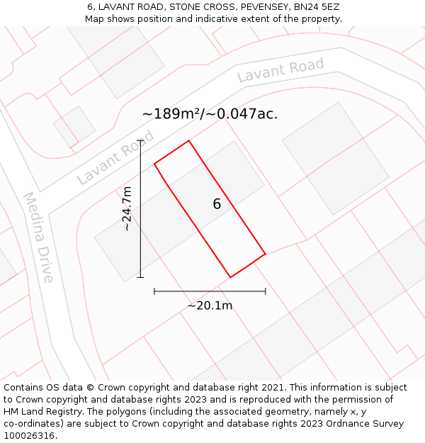 6, LAVANT ROAD, STONE CROSS, PEVENSEY, BN24 5EZ: Plot and title map