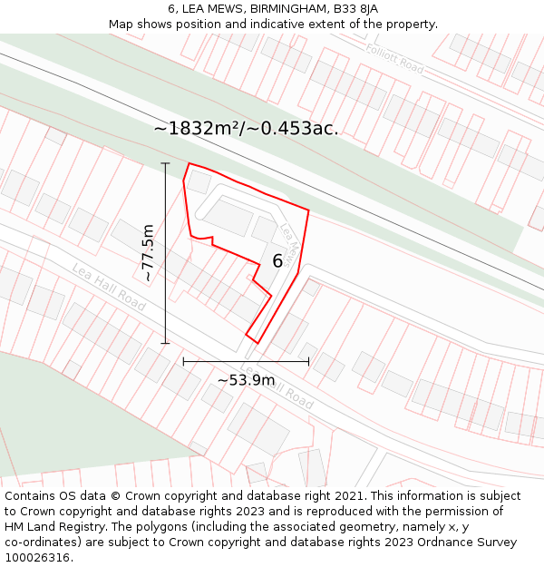 6, LEA MEWS, BIRMINGHAM, B33 8JA: Plot and title map