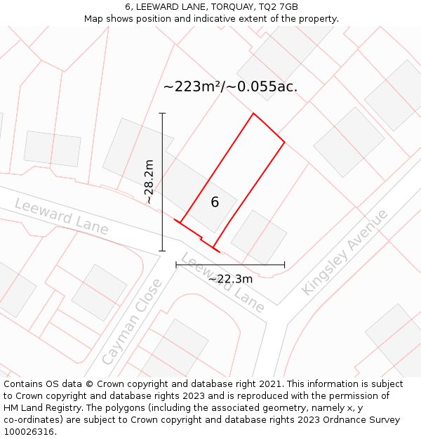 6, LEEWARD LANE, TORQUAY, TQ2 7GB: Plot and title map