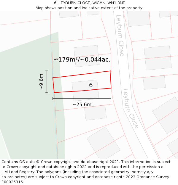 6, LEYBURN CLOSE, WIGAN, WN1 3NF: Plot and title map
