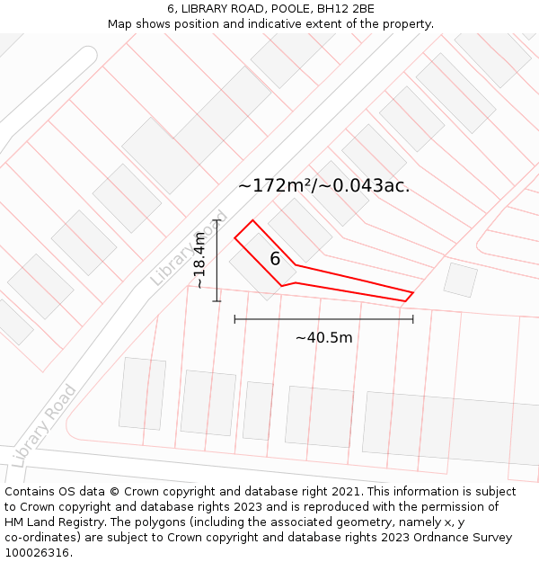 6, LIBRARY ROAD, POOLE, BH12 2BE: Plot and title map