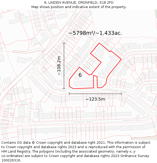 6, LINDEN AVENUE, DRONFIELD, S18 2FD: Plot and title map