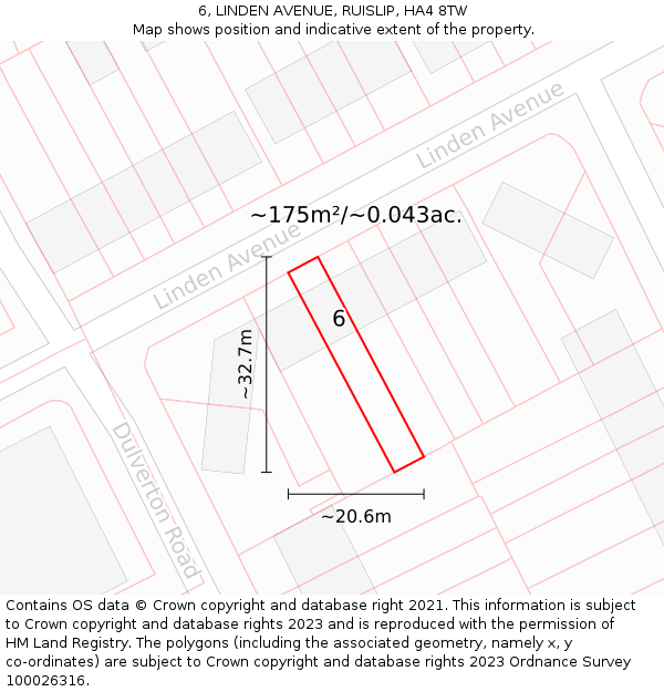 6, LINDEN AVENUE, RUISLIP, HA4 8TW: Plot and title map