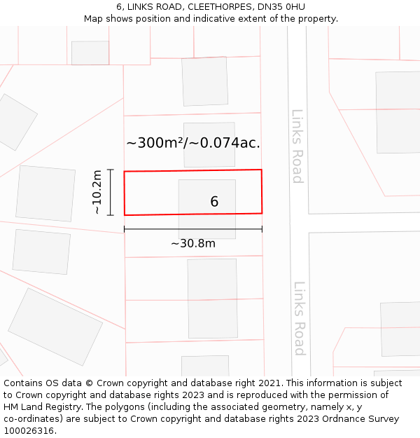 6, LINKS ROAD, CLEETHORPES, DN35 0HU: Plot and title map