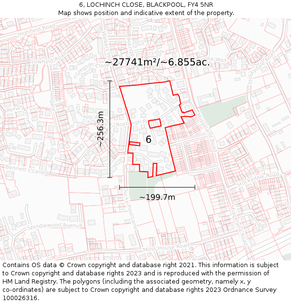 6, LOCHINCH CLOSE, BLACKPOOL, FY4 5NR: Plot and title map