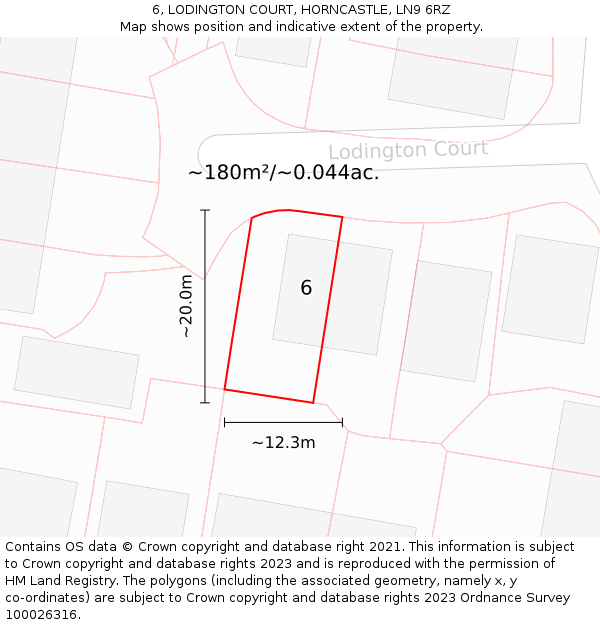 6, LODINGTON COURT, HORNCASTLE, LN9 6RZ: Plot and title map