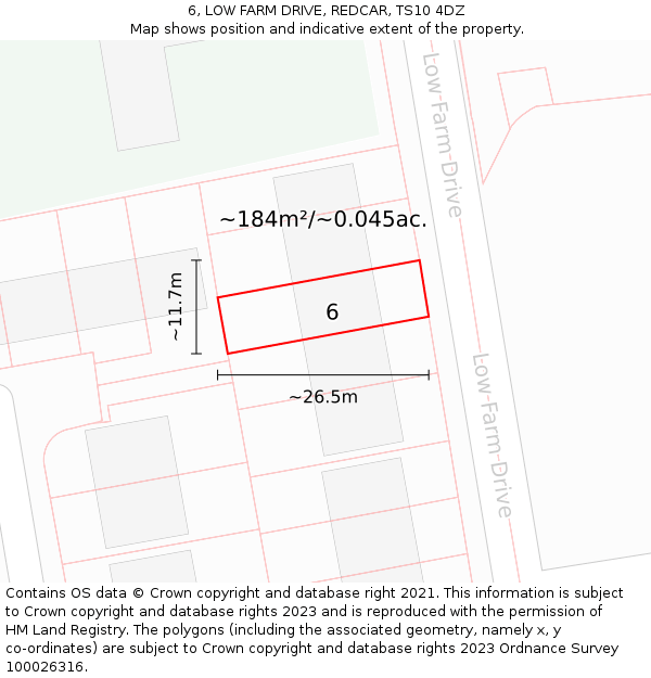 6, LOW FARM DRIVE, REDCAR, TS10 4DZ: Plot and title map