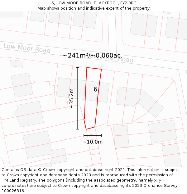 6, LOW MOOR ROAD, BLACKPOOL, FY2 0PG: Plot and title map