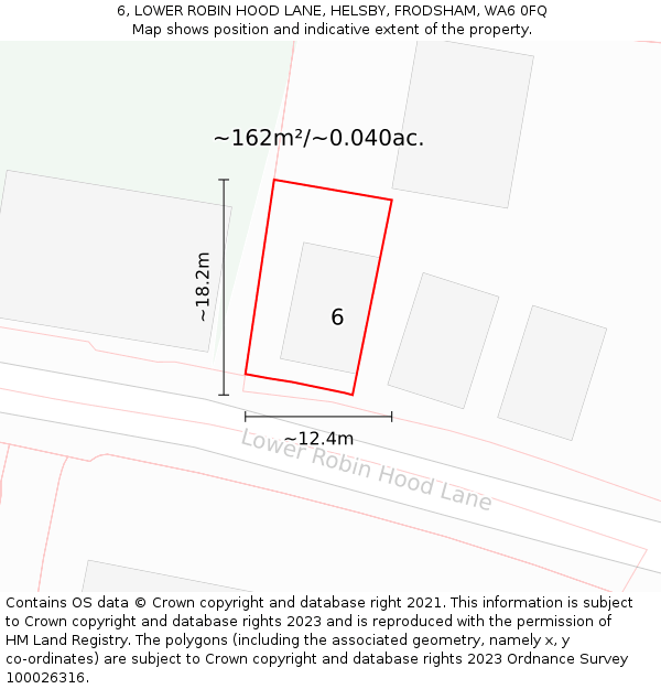 6, LOWER ROBIN HOOD LANE, HELSBY, FRODSHAM, WA6 0FQ: Plot and title map