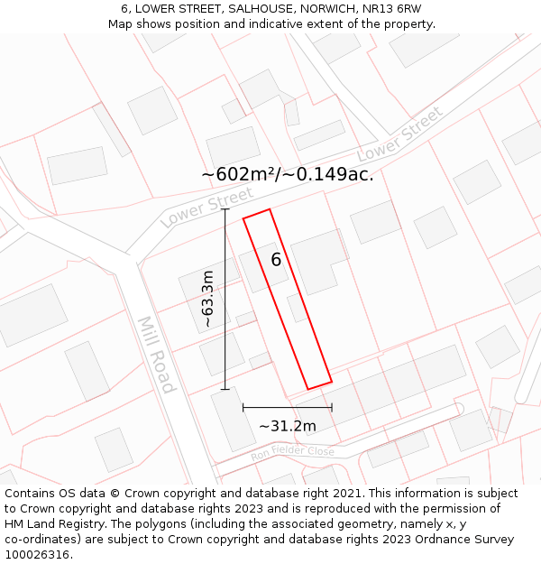 6, LOWER STREET, SALHOUSE, NORWICH, NR13 6RW: Plot and title map