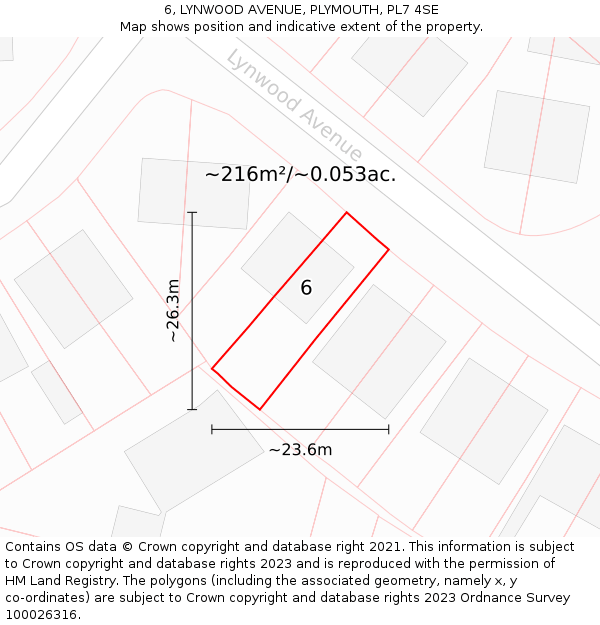 6, LYNWOOD AVENUE, PLYMOUTH, PL7 4SE: Plot and title map