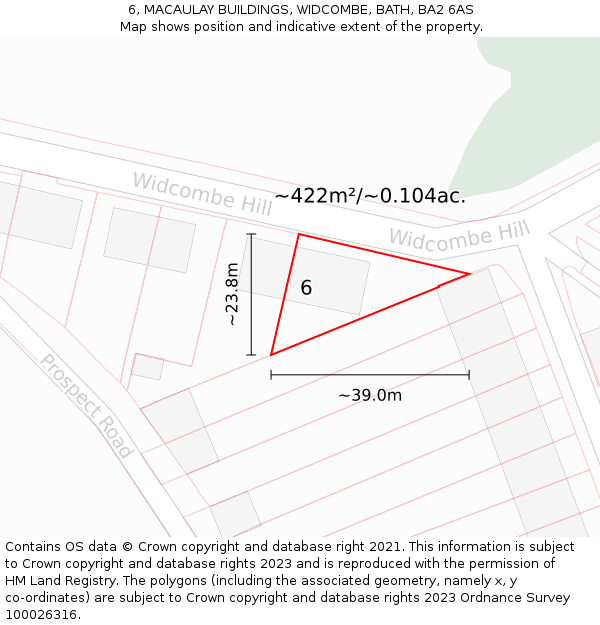 6, MACAULAY BUILDINGS, WIDCOMBE, BATH, BA2 6AS: Plot and title map