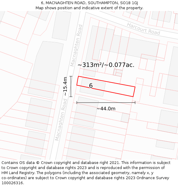 6, MACNAGHTEN ROAD, SOUTHAMPTON, SO18 1GJ: Plot and title map