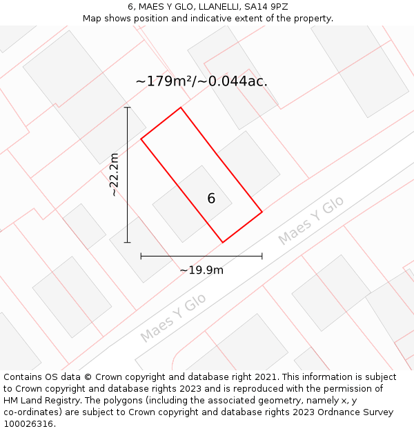 6, MAES Y GLO, LLANELLI, SA14 9PZ: Plot and title map