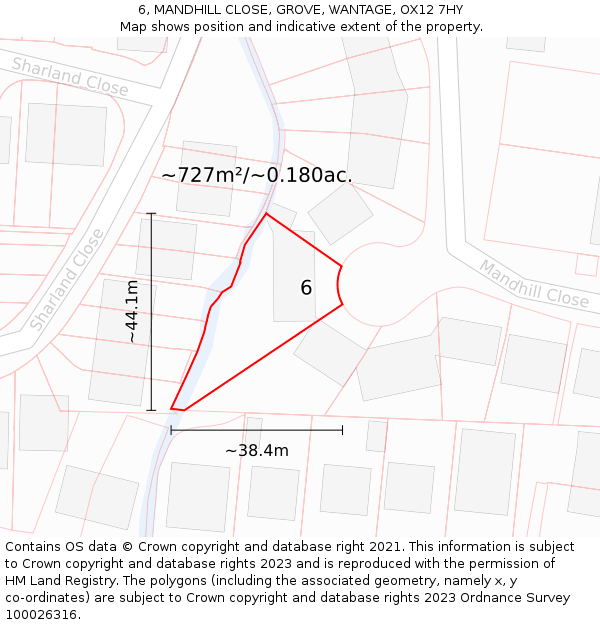 6, MANDHILL CLOSE, GROVE, WANTAGE, OX12 7HY: Plot and title map