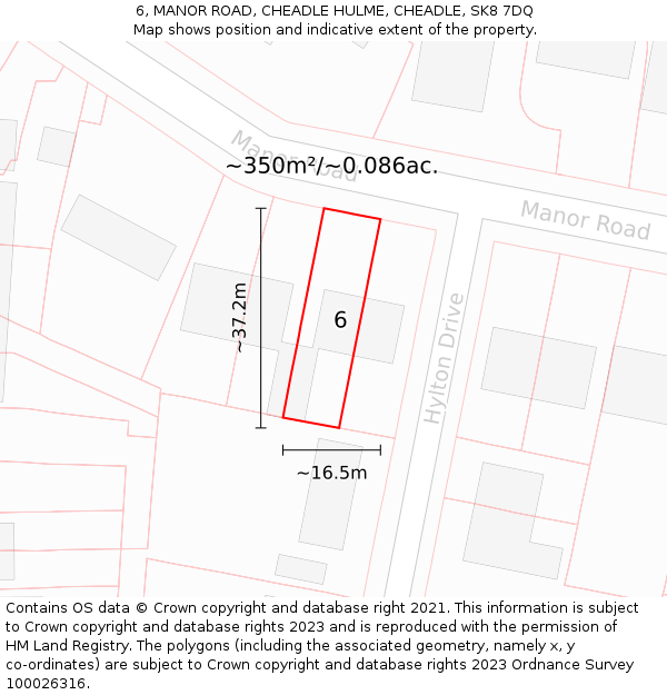 6, MANOR ROAD, CHEADLE HULME, CHEADLE, SK8 7DQ: Plot and title map