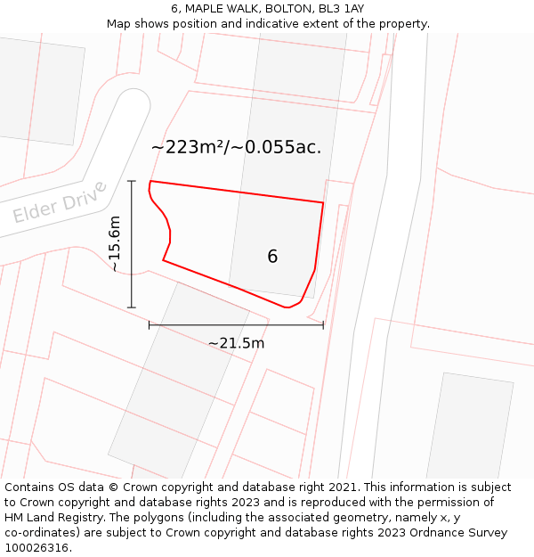 6, MAPLE WALK, BOLTON, BL3 1AY: Plot and title map