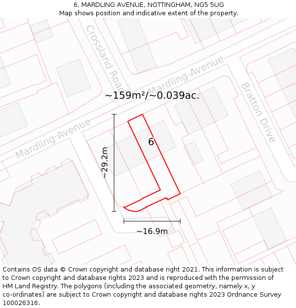 6, MARDLING AVENUE, NOTTINGHAM, NG5 5UG: Plot and title map