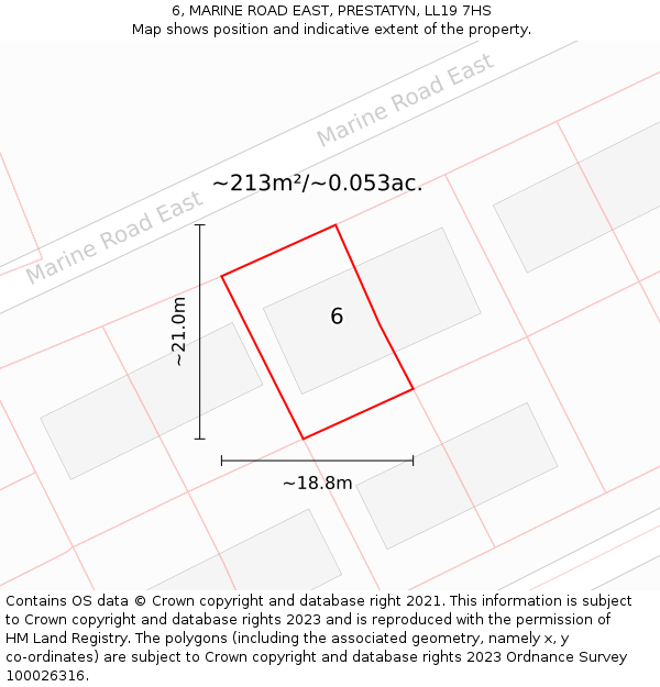 6, MARINE ROAD EAST, PRESTATYN, LL19 7HS: Plot and title map