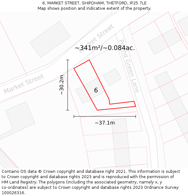 6, MARKET STREET, SHIPDHAM, THETFORD, IP25 7LE: Plot and title map