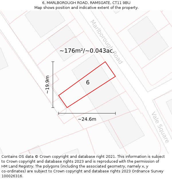 6, MARLBOROUGH ROAD, RAMSGATE, CT11 9BU: Plot and title map