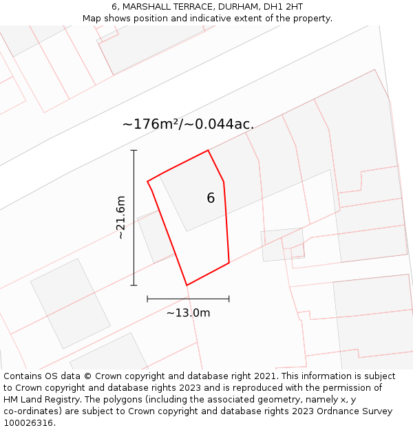 6, MARSHALL TERRACE, DURHAM, DH1 2HT: Plot and title map