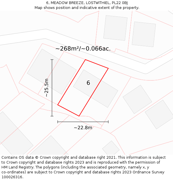 6, MEADOW BREEZE, LOSTWITHIEL, PL22 0BJ: Plot and title map