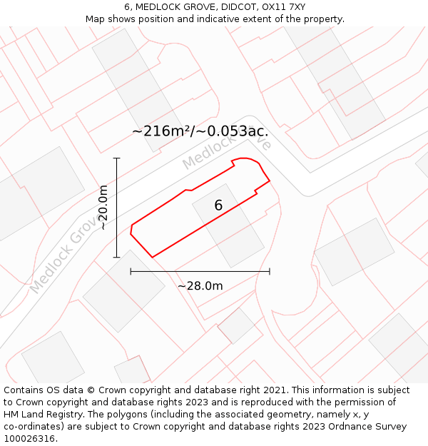 6, MEDLOCK GROVE, DIDCOT, OX11 7XY: Plot and title map