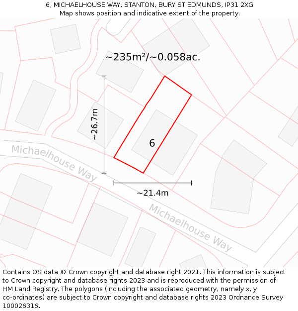 6, MICHAELHOUSE WAY, STANTON, BURY ST EDMUNDS, IP31 2XG: Plot and title map