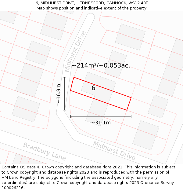 6, MIDHURST DRIVE, HEDNESFORD, CANNOCK, WS12 4RF: Plot and title map